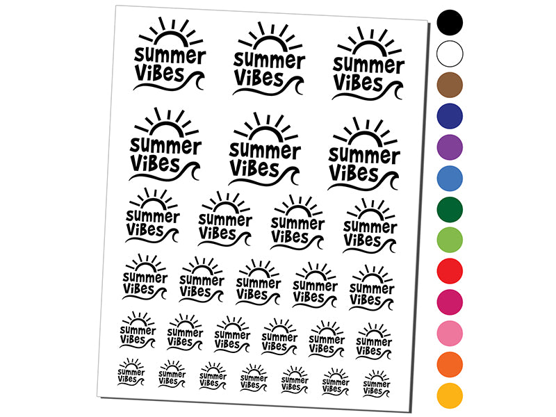 Summer Vibes Temporary Tattoo Water Resistant Fake Body Art Set Collection