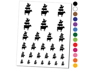 Chicken Sheep Pig Cow Stacked Farm Animals Temporary Tattoo Water Resistant Fake Body Art Set Collection