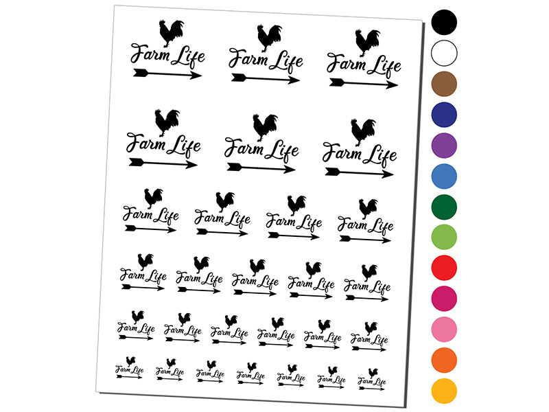 Farm Life Rooster Arrow Weathervane Temporary Tattoo Water Resistant Fake Body Art Set Collection