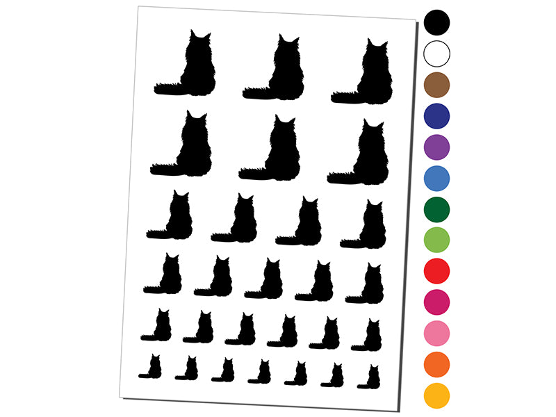 Sitting Maine Coon Cat Temporary Tattoo Water Resistant Fake Body Art Set Collection