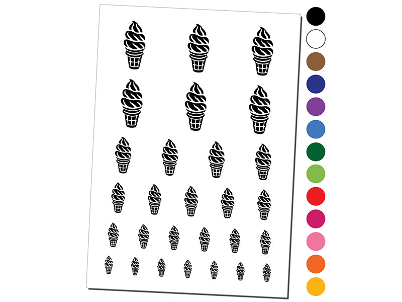 Soft Serve Ice Cream on a Cone Temporary Tattoo Water Resistant Fake Body Art Set Collection