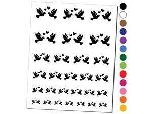 Two Love Doves Wedding Hearts Birds Temporary Tattoo Water Resistant Fake Body Art Set Collection