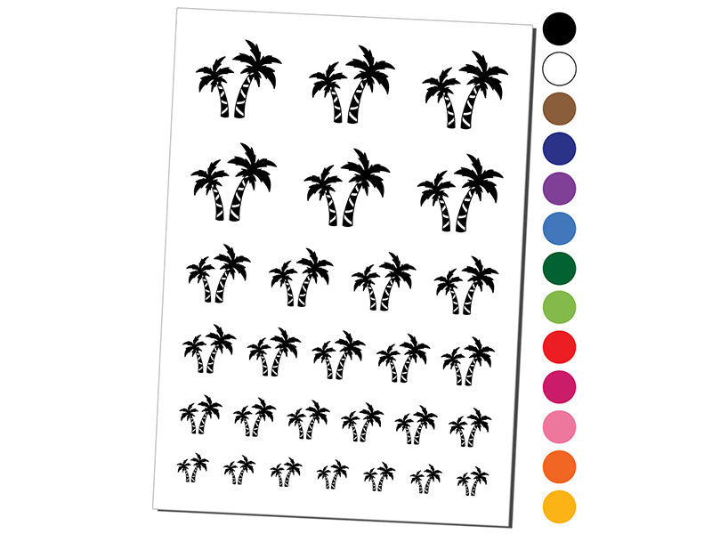 Two Palm Trees Tropical Temporary Tattoo Water Resistant Fake Body Art Set Collection