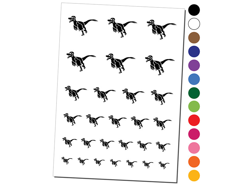 Velociraptor Dinosaur Running Temporary Tattoo Water Resistant Fake Body Art Set Collection