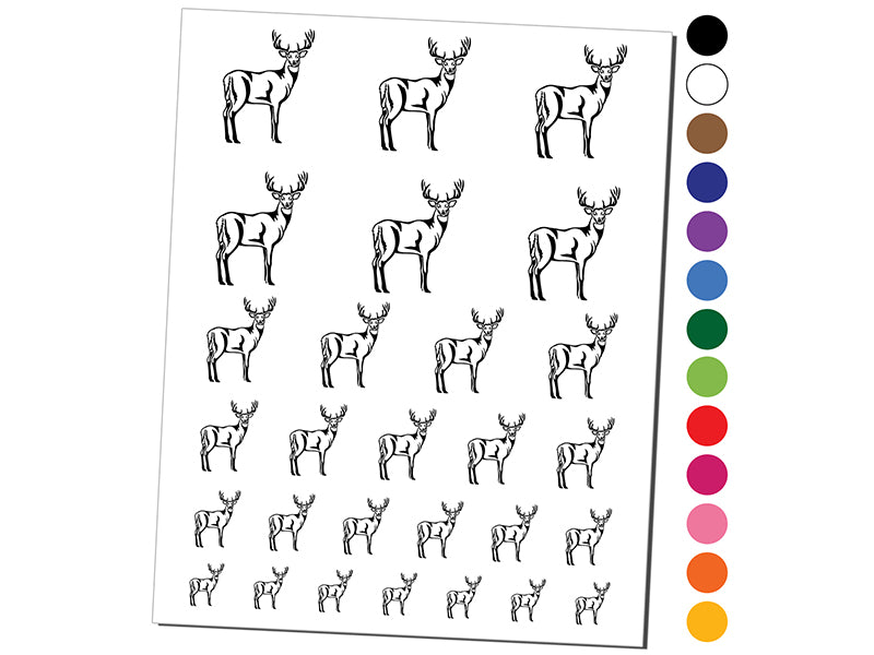 White-Tailed Deer Buck Hunting Forest Animal Temporary Tattoo Water Resistant Fake Body Art Set Collection