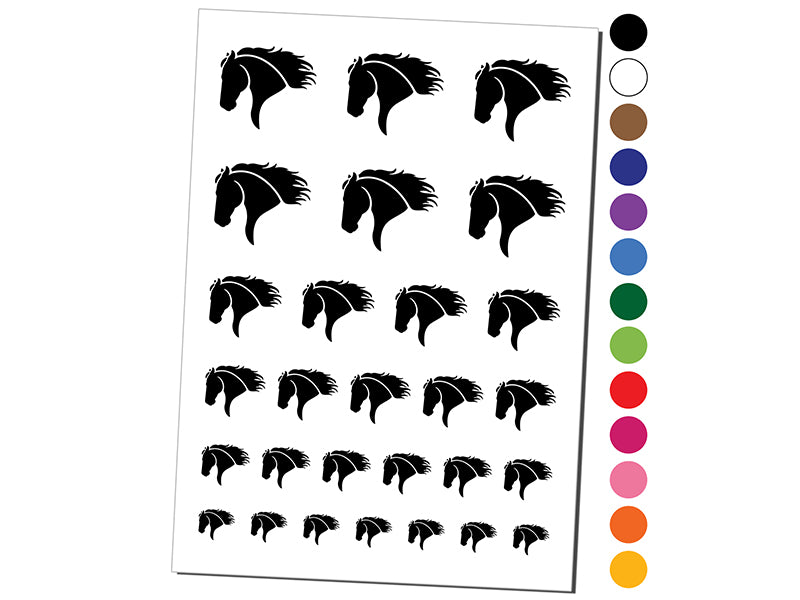 Wild Horse Head Mane Blowing Temporary Tattoo Water Resistant Fake Body Art Set Collection