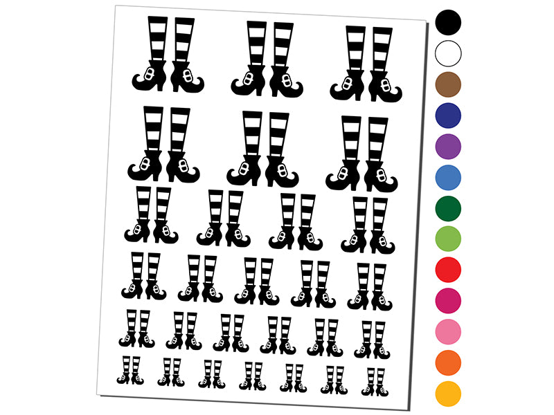 Witch Shoes Striped Stockings Halloween Temporary Tattoo Water Resistant Fake Body Art Set Collection