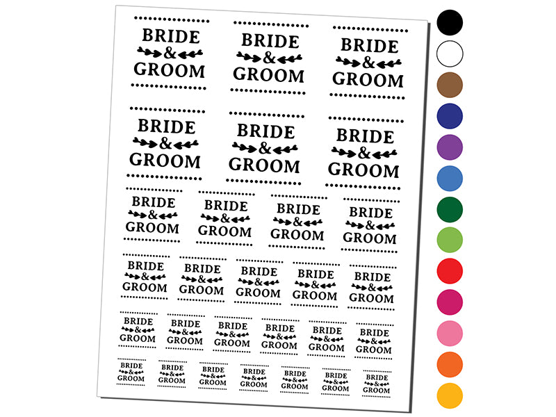 Bride & Groom Heart Leaf Details Temporary Tattoo Water Resistant Fake Body Art Set Collection