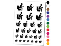 Person Sitting on Toilet with Phone Restroom Pooping Temporary Tattoo Water Resistant Fake Body Art Set Collection