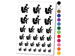 Person Sitting on Toilet with Phone Restroom Pooping Temporary Tattoo Water Resistant Fake Body Art Set Collection