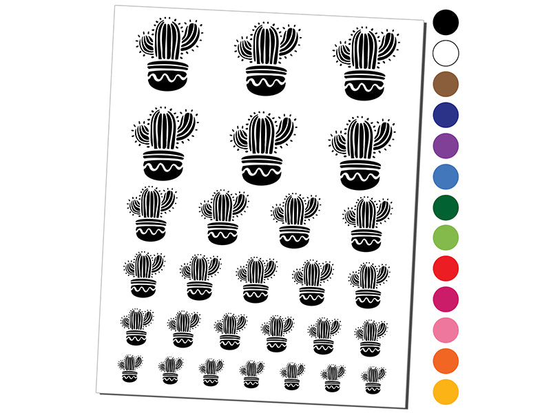 Potted Saguaro Cactus Succulent Plant Temporary Tattoo Water Resistant Fake Body Art Set Collection