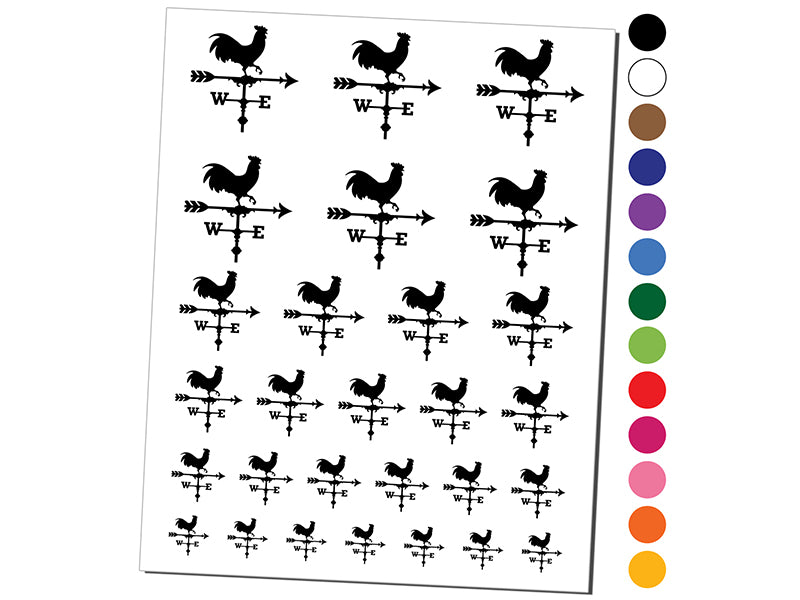 Rooster Chicken Weathervane Temporary Tattoo Water Resistant Fake Body Art Set Collection