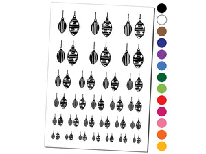 Elongated Holiday Christmas Ornaments Temporary Tattoo Water Resistant Fake Body Art Set Collection