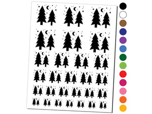 Evergreen Trees Night Sky Temporary Tattoo Water Resistant Fake Body Art Set Collection