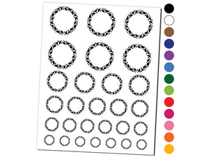 Leaves and Dots Round Border Temporary Tattoo Water Resistant Fake Body Art Set Collection