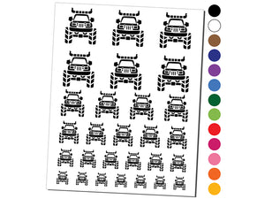 Monster Truck with Bull Horns Temporary Tattoo Water Resistant Fake Body Art Set Collection