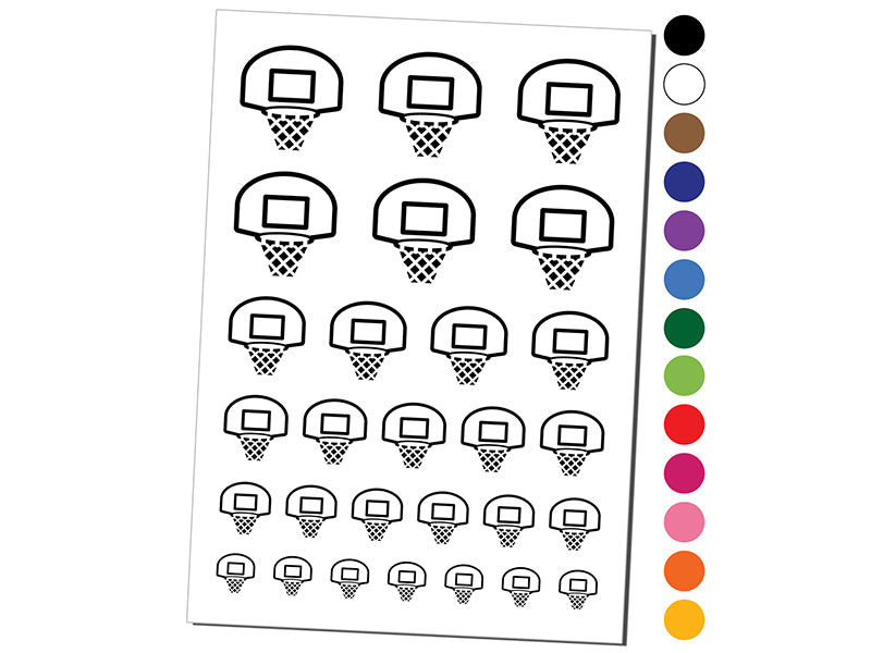 Basketball Hoop and Backboard Temporary Tattoo Water Resistant Fake Body Art Set Collection