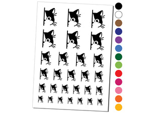 Curious Kitty Cat Hiding Peeking Around Corner Temporary Tattoo Water Resistant Fake Body Art Set Collection