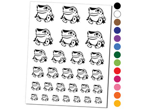 Frog Toad Sitting and Staring Temporary Tattoo Water Resistant Fake Body Art Set Collection