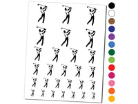 Man Swinging Golf Club Temporary Tattoo Water Resistant Fake Body Art Set Collection