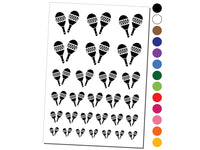 Maracas Rumba Shaker Mardi Gras Latin Caribbean Musical Instrument Temporary Tattoo Water Resistant Set Collection