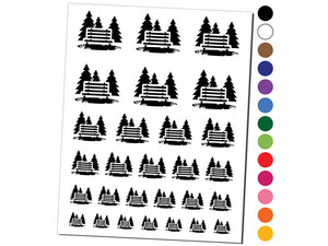 National Park Bench with Pine Trees and Grass Temporary Tattoo Water Resistant Fake Body Art Set Collection