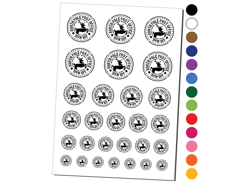 North Pole Post Office Air Mail Post Mark Christmas Reindeer Temporary Tattoo Water Resistant Set Collection