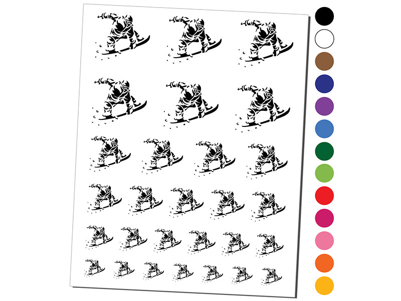 Snowboarder Jumping Flying Through Air Temporary Tattoo Water Resistant Fake Body Art Set Collection