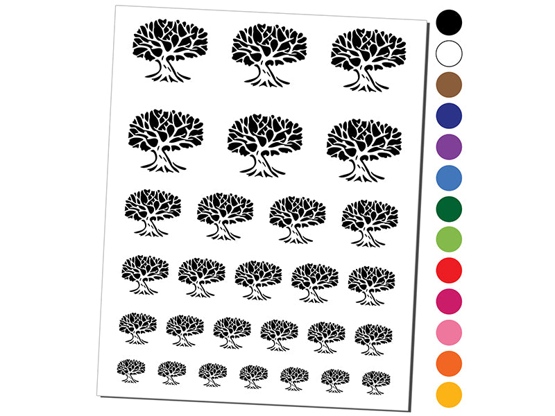 Tree with Exposed Branches and Leaves Temporary Tattoo Water Resistant Fake Body Art Set Collection