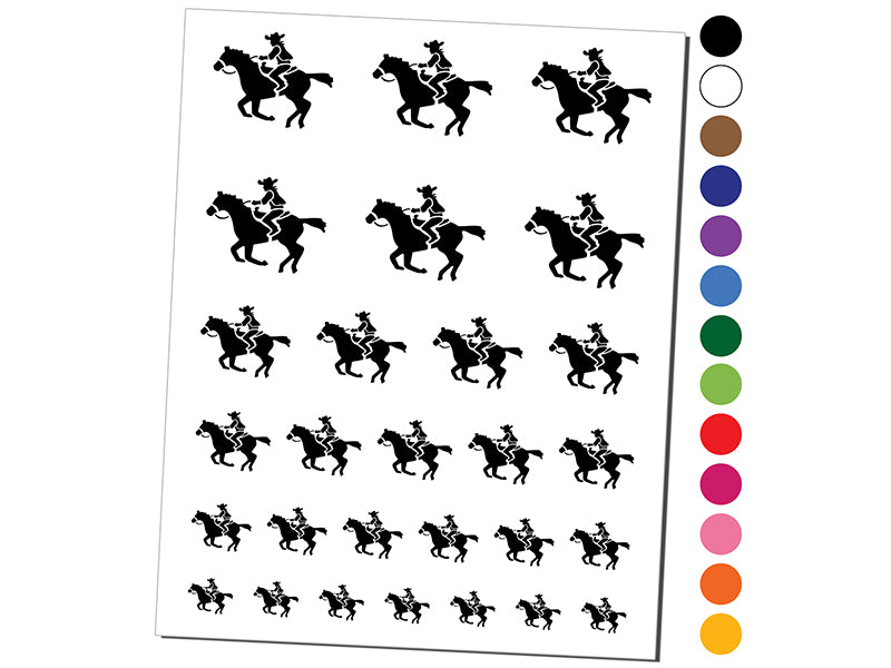 Wild Western Cowboy Riding on Horse Temporary Tattoo Water Resistant Fake Body Art Set Collection