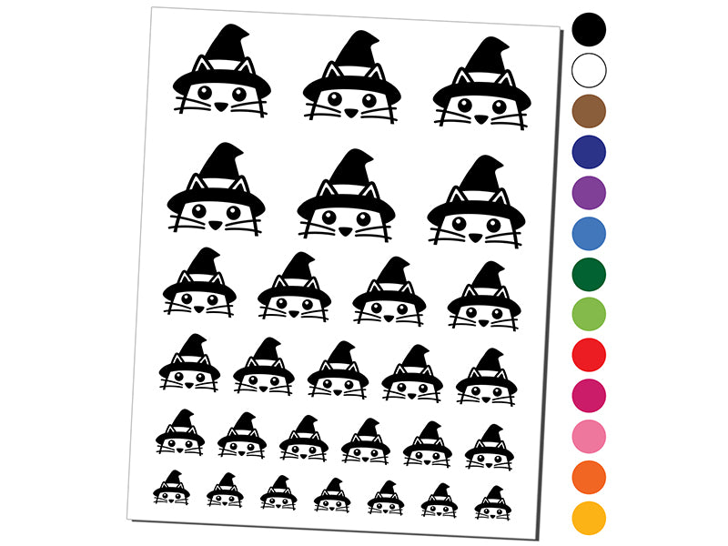 Peeking Witch Cat Halloween Temporary Tattoo Water Resistant Fake Body Art Set Collection