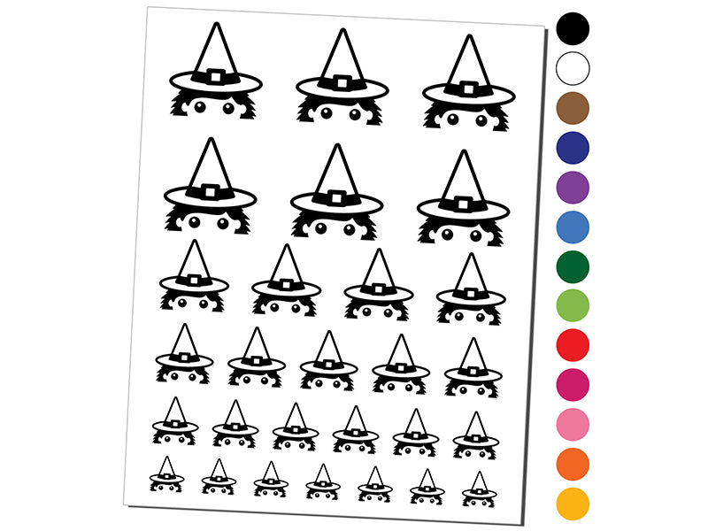 Peeking Witch Halloween Temporary Tattoo Water Resistant Fake Body Art Set Collection