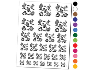 Cactuses Succulent and Stones Temporary Tattoo Water Resistant Fake Body Art Set Collection