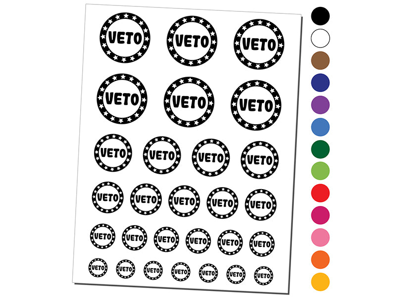 Veto Circle with Stars Temporary Tattoo Water Resistant Fake Body Art Set Collection