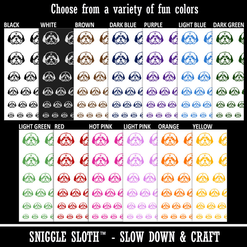 Shaggy Shih Tzu Dog Head Temporary Tattoo Water Resistant Fake Body Art Set Collection