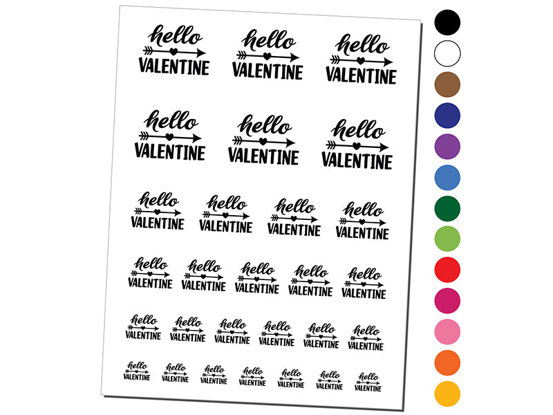 Hello Valentine Valentine's Day Temporary Tattoo Water Resistant Fake Body Art Set Collection