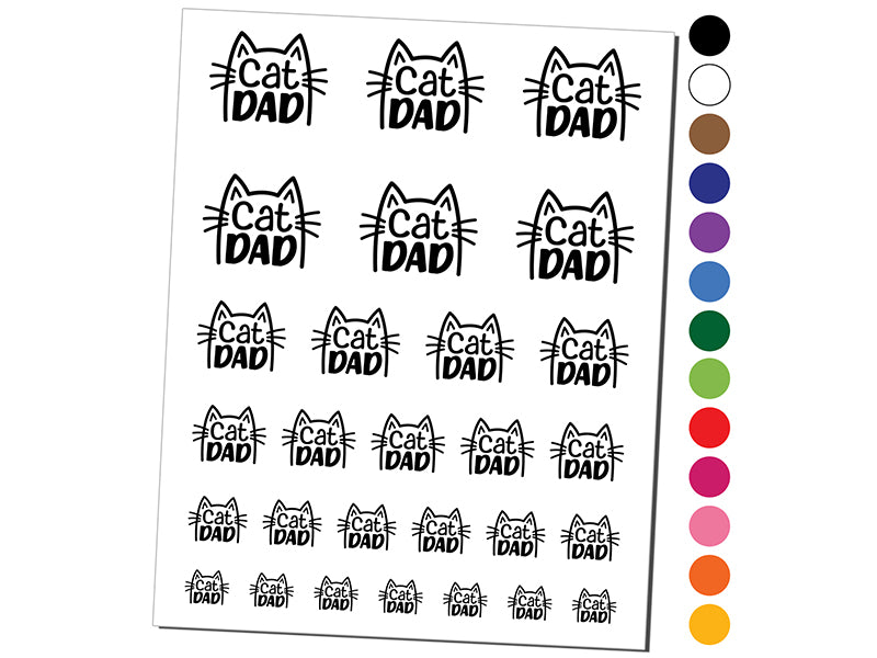 Cat Dad Temporary Tattoo Water Resistant Fake Body Art Set Collection