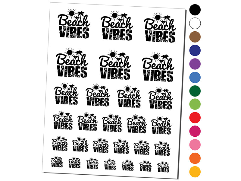 Beach Vibes with Sun and Waves Temporary Tattoo Water Resistant Fake Body Art Set Collection