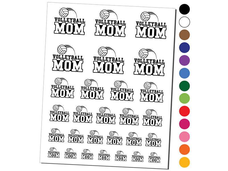 Volleyball Mom Text with Ball Temporary Tattoo Water Resistant Fake Body Art Set Collection