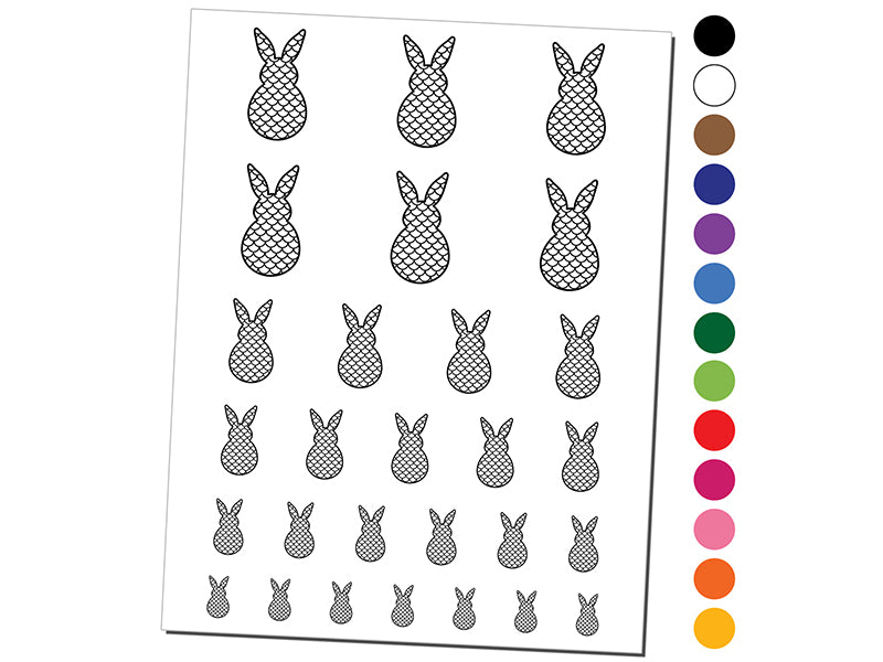 Bunny Pattern Mermaid Scales Easter Rabbit Temporary Tattoo Water Resistant Fake Body Art Set Collection