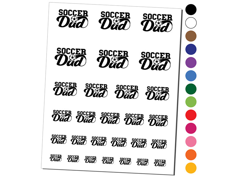 Soccer Dad Text with Ball Temporary Tattoo Water Resistant Fake Body Art Set Collection