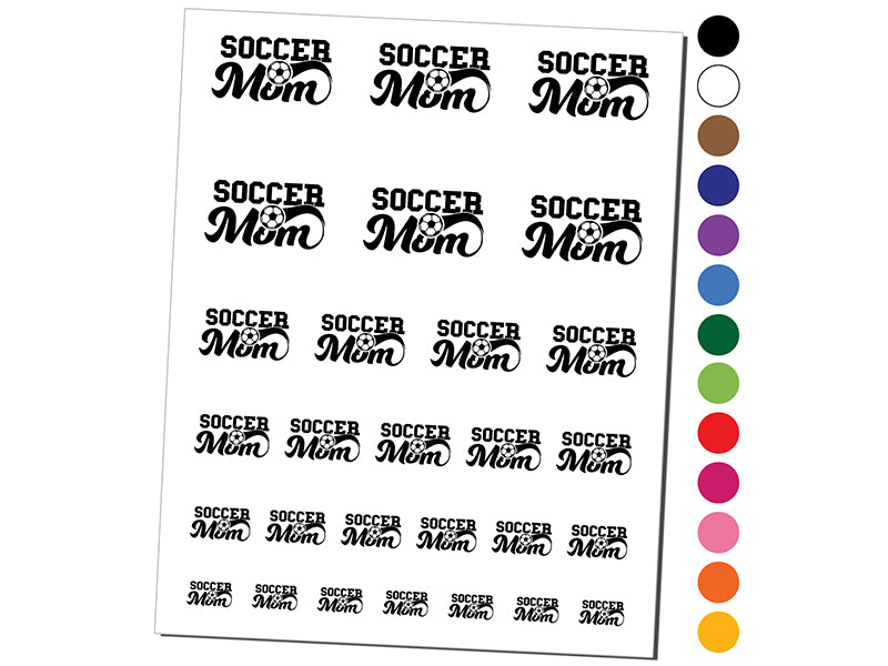 Soccer Mom Text with Ball Temporary Tattoo Water Resistant Fake Body Art Set Collection