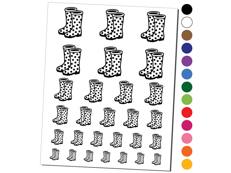 Polka Dot Rain Boots Temporary Tattoo Water Resistant Fake Body Art Set Collection