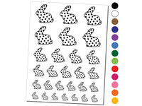 Bunny Side Profile Pattern Polka Dots Easter Temporary Tattoo Water Resistant Fake Body Art Set Collection