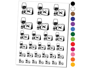 Wine Glass and Cheese Perfect Pair Temporary Tattoo Water Resistant Fake Body Art Set Collection