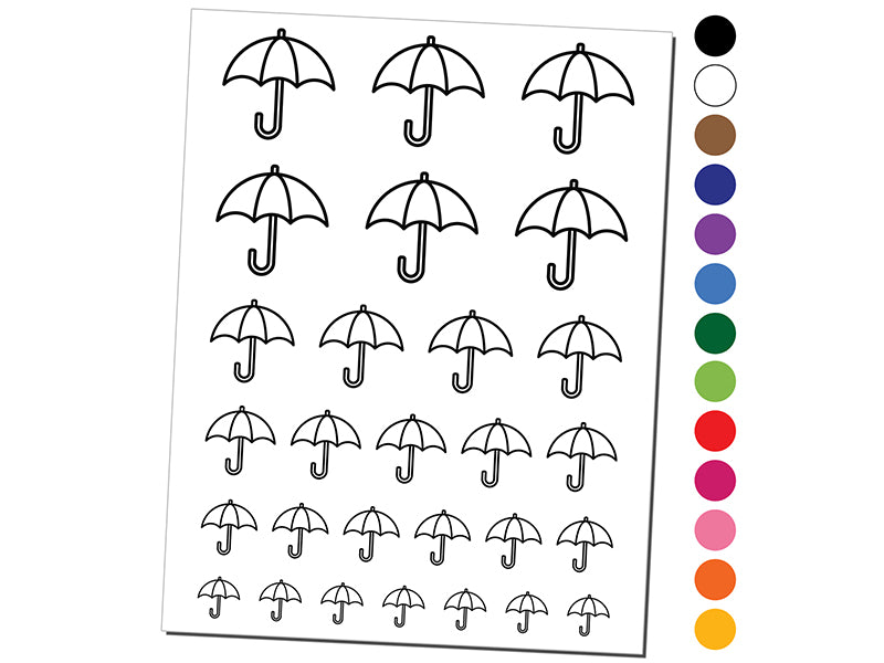 Rainy Day Umbrella Icon Temporary Tattoo Water Resistant Fake Body Art Set Collection