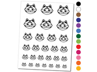 Fluffy Striped Tabby Cat Head Temporary Tattoo Water Resistant Fake Body Art Set Collection