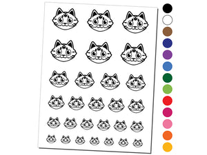 Fluffy Striped Tabby Cat Head Temporary Tattoo Water Resistant Fake Body Art Set Collection