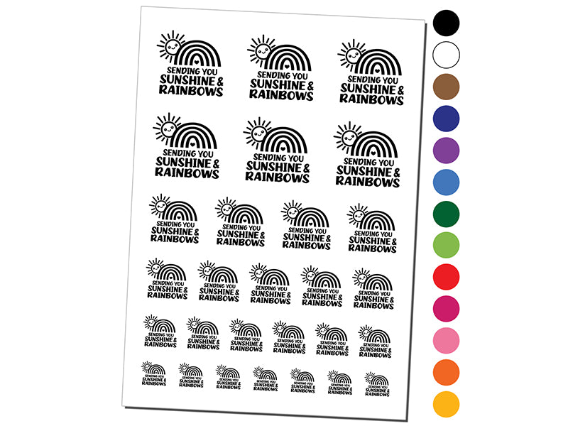 Sending You Sunshine and Rainbows Temporary Tattoo Water Resistant Fake Body Art Set Collection