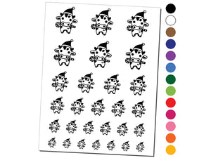 Christmas Cow Holding Candy Cane Temporary Tattoo Water Resistant Fake Body Art Set Collection